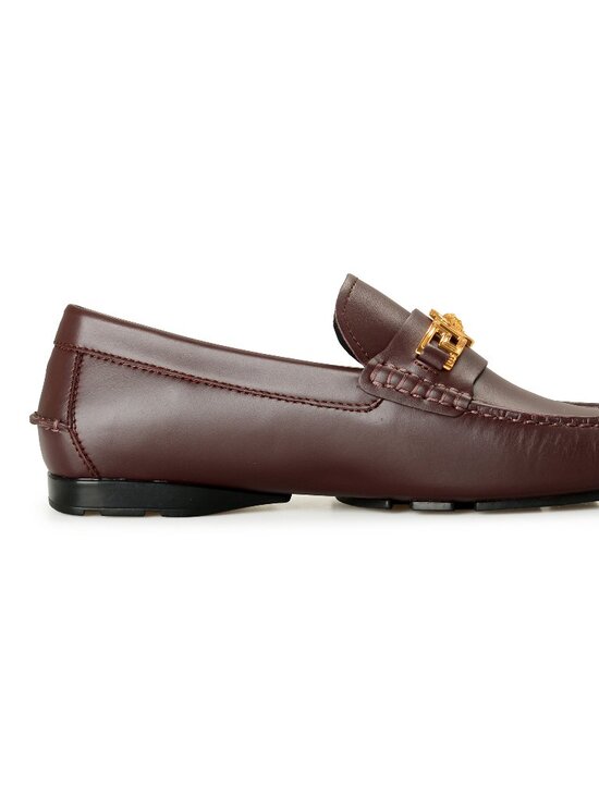 Versace Men\'s Burgundy 100% Leather Gold Medusa Driver Loafers Shoes US 8 IT 41 main image 6